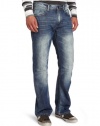 Buffalo by David Bitton Men's Game Basic Boot Cut Faded And Blasted Jean