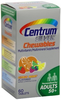 Centrum Silver Multivitamin/Multimineral Supplement Chewable Tablets for Adults 50+, Citrus Berry, 60-Count Bottles (Pack of 2) Centrum Silver Multivitamin/Multimineral Supplement Chewable Tablets for Adults 50+, Citrus Berry, 60-Count Bottles (Pack of 2)
