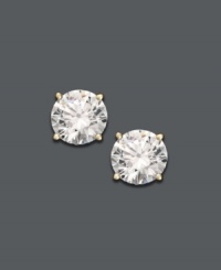Invest in timeless style and traditional design. Stunning round-cut diamonds (1/3 ct. t.w.) are cradled in a 14k gold four-prong setting. Approximate diameter: 3-1/2 mm. Invest in timeless style and traditional design. Stunning round-cut diamonds (1/3 ct. t.w.) are cradled in a 14k gold four-prong setting. Approximate diameter: 3-1/2 mm.