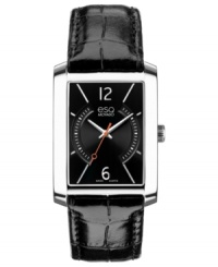 Traditional with handsome appeal, this black and silver Synthesis collection watch from esQ Movado lends a timeless touch to your look. Traditional with handsome appeal, this black and silver Synthesis collection watch from esQ Movado lends a timeless touch to your look.