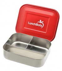 LunchBots Trio Stainless Steel Food Container, Red LunchBots Trio Stainless Steel Food Container, Red