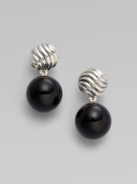 From the Elements Collection. Carved sterling silver with polished black onyx drop.Black onyx Sterling silver Length, about 1 Width, about 12mm Post back Imported From the Elements Collection. Carved sterling silver with polished black onyx drop.Black onyx Sterling silver Length, about 1 Width, about 12mm Post back Imported