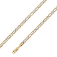 10K Solid Yellow White 2 Two Tone Gold Light Flat Mariner Gucci Diamond Cut Chain Necklace 5mm 18 10K Solid Yellow White 2 Two Tone Gold Light Flat Mariner Gucci Diamond Cut Chain Necklace 5mm 18