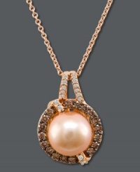 The sweetest final touch. Le Vian's subtly-shimmering pendant features a pink cultured freshwater pearl (9-10 mm) encircled by round-cut chocolate diamonds (1/3 ct. t.w.) and accented by white diamonds. Approximate length: 18 inches. Approximate drop: 3/4 inch. The sweetest final touch. Le Vian's subtly-shimmering pendant features a pink cultured freshwater pearl (9-10 mm) encircled by round-cut chocolate diamonds (1/3 ct. t.w.) and accented by white diamonds. Approximate length: 18 inches. Approximate drop: 3/4 inch.