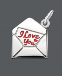 Nothing spells romance like a love letter. This adorable charm by Rembrandt features the words I Love You in red enamel. Sterling silver charm can be engraved for an extra-personal touch. Approximate drop: 5/8 inch.