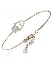 It's fashion times five in this YellOra™ hamsa wire bracelet. Single-cut diamonds (1/6 ct. t.w.) enhance the appeal of the pure gold, sterling silver and palladium combination. Approximate length: 7-1/4 inches + 1-1/4 inch extender.