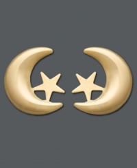Teach your little girl to aim for the moon, the stars, and beyond. Stud earrings crafted in 14k gold. Approximate diameter: 1/3 inch. Teach your little girl to aim for the moon, the stars, and beyond. Stud earrings crafted in 14k gold. Approximate diameter: 1/3 inch.
