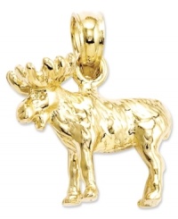 A taste of the wilderness. This adorable moose charm is crafted from textured 14k gold. Chain not included. Approximate length: 3/5 inch. Approximate width: 3/5 inch. A taste of the wilderness. This adorable moose charm is crafted from textured 14k gold. Chain not included. Approximate length: 3/5 inch. Approximate width: 3/5 inch.