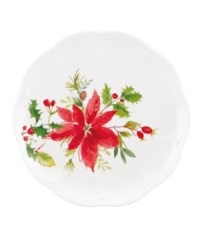 A season of entertaining and celebration will flourish with the Winter Meadow accent plates from Lenox. Red poinsettias bloom on scalloped ivory porcelain designed to mix and match. A season of entertaining and celebration will flourish with the Winter Meadow accent plates from Lenox. Red poinsettias bloom on scalloped ivory porcelain designed to mix and match.