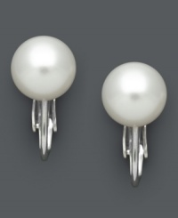 Total class. Cultured freshwater pearls (9-10 mm) with a secure, clip-on backing provide the most tasteful look. Set in sterling silver. Approximate drop: 1-4/8 inches. Total class. Cultured freshwater pearls (9-10 mm) with a secure, clip-on backing provide the most tasteful look. Set in sterling silver. Approximate drop: 1-4/8 inches.