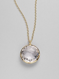 From the Lollipop Collection. A radiant, faceted clear quartz stone, set in 18k yellow gold, dangles from a delicate chain. Clear quartz 18k yellow gold Chain lengths adjusts from about 16 to 18 Pendant diameter, about ¾ Spring ring clasp Imported From the Lollipop Collection. A radiant, faceted clear quartz stone, set in 18k yellow gold, dangles from a delicate chain. Clear quartz 18k yellow gold Chain lengths adjusts from about 16 to 18 Pendant diameter, about ¾ Spring ring clasp Imported