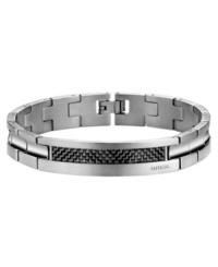Sleek style with modern toughness. This Cave collection men's bracelet from Breil is crafted with stainless steel links that feature carbon fiber filament. Approximate length: 8 inches. Sleek style with modern toughness. This Cave collection men's bracelet from Breil is crafted with stainless steel links that feature carbon fiber filament. Approximate length: 8 inches.