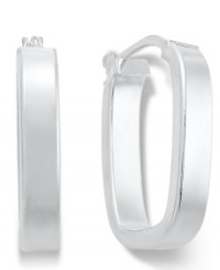 Simple, stylish and square. Giani Bernini puts a unique touch on this pair of oval-shaped hoop earrings with structured square edges. Set in sterling silver. Approximate diameter: 1/2 inch. Simple, stylish and square. Giani Bernini puts a unique touch on this pair of oval-shaped hoop earrings with structured square edges. Set in sterling silver. Approximate diameter: 1/2 inch.