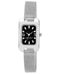 Sophisticated and delicate, this Nine West watch shines with mesh details. Sophisticated and delicate, this Nine West watch shines with mesh details.