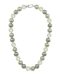 Serene colors modernize a classic. Majorica's sterling silver necklace features lustrous multicolor organic man-made pearls (12 mm). Approximate length: 17 inches. Serene colors modernize a classic. Majorica's sterling silver necklace features lustrous multicolor organic man-made pearls (12 mm). Approximate length: 17 inches.