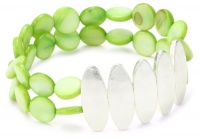 Kenneth Cole New York Urban S and Lime Shell and Silver Oval Two-Row Stretch Bracelet Kenneth Cole New York Urban S and Lime Shell and Silver Oval Two-Row Stretch Bracelet