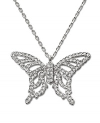 Flight of fancy: Swarovski's butterfly-shaped Nightingale pendant is the perfect whimsical accent. Made in silver tone mixed metal. Approximate length: 15 inches. Approximate drop: 1 inch.