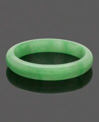 Add instant color and unique style with this effortlessly beautiful bangle. Crafted entirely of smooth, green jade, bracelet slips over the wrist for a look that's casual cool. Approximate diameter: 3 inches. Add instant color and unique style with this effortlessly beautiful bangle. Crafted entirely of smooth, green jade, bracelet slips over the wrist for a look that's casual cool. Approximate diameter: 3 inches.