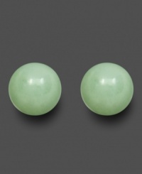 Smooth and soothing stud earrings in jade and 14k gold.