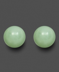 Smooth and soothing stud earrings in jade and 14k gold. Smooth and soothing stud earrings in jade and 14k gold.