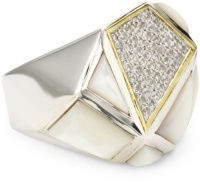 Kara Ross Pyramid Mother-Of-Pearl and White Sapphires Full Gemstone Ring, Size 7 Kara Ross Pyramid Mother-Of-Pearl and White Sapphires Full Gemstone Ring, Size 7
