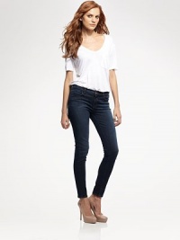 Ultra-slim skinny denim with light whiskering for a lived-in look.THE FITSkinny fit Medium rise, about 8½ Inseam, about 31THE DETAILSZip fly Five-pocket style 98% cotton/2% elastane Machine wash Made in USA of imported fabric Ultra-slim skinny denim with light whiskering for a lived-in look.THE FITSkinny fit Medium rise, about 8½ Inseam, about 31THE DETAILSZip fly Five-pocket style 98% cotton/2% elastane Machine wash Made in USA of imported fabric