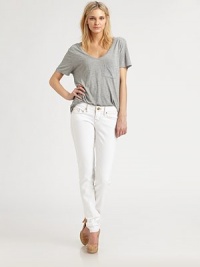 Denim classic has five-pocket styling and modern skinny-leg construction. THE FITFitted through hips and thighsRise, about 8Inseam, about 29THE DETAILSZip flyFive-pocket style98% cotton/2% elastaneMachine washMade in USAModel shown is 5'10 (177cm) wearing US size 4. Denim classic has five-pocket styling and modern skinny-leg construction. THE FITFitted through hips and thighsRise, about 8Inseam, about 29THE DETAILSZip flyFive-pocket style98% cotton/2% elastaneMachine washMade in USAModel shown is 5'10 (177cm) wearing US size 4.