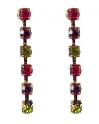 Earrings - Gold Tone Swarovski (tm) Crystals ~ Olivine, Ruby and Amethyst (FB58) Earrings - Gold Tone Swarovski (tm) Crystals ~ Olivine, Ruby and Amethyst (FB58)