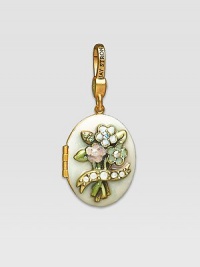 Opal-look CRYSTALLIZED - Swarovski Elements sparkle on this handcrafted, hand-enameled birthstone locket that opens to hold a favorite photo. Crystal Enamel 18k goldplated brass & brass-plated pewter Month indicated on the back Length, about 1¼ Width, about 1 Spring clip clasp Made in USA Opal-look CRYSTALLIZED - Swarovski Elements sparkle on this handcrafted, hand-enameled birthstone locket that opens to hold a favorite photo. Crystal Enamel 18k goldplated brass & brass-plated pewter Month indicated on the back Length, about 1¼ Width, about 1 Spring clip clasp Made in USA