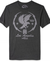 Hand-made skatewear: 3rd & Army hand-prints each eagle graphic on Give Em The Bird, its duo-dyed T-shirt. Hand-made skatewear: 3rd & Army hand-prints each eagle graphic on Give Em The Bird, its duo-dyed T-shirt.