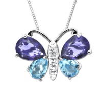Carnevale Sterling Silver Butterfly Made with Swarovski Elements Pendant Necklace, 18 Carnevale Sterling Silver Butterfly Made with Swarovski Elements Pendant Necklace, 18