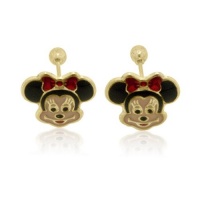 Minnie Mouse Earrings in 14k Yellow Gold With Screw Back