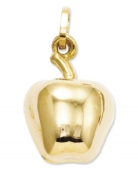 An apple a day keeps the doctor away. This sweet charm features a puffed apple design in 14k gold. Chain not included. Approximate length: 4/5 inch. Approximate width: 2/5 inch. An apple a day keeps the doctor away. This sweet charm features a puffed apple design in 14k gold. Chain not included. Approximate length: 4/5 inch. Approximate width: 2/5 inch.