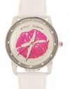 Betsey Johnson Watch, Women's White Croc Embossed Leather Strap BJ00108-01