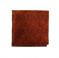 100% Silk Woven Burnt Orange/Rust Twill Paisley Pocket Square 100% Silk Woven Burnt Orange/Rust Twill Paisley Pocket Square