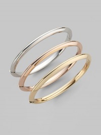 Utterly simple, utterly elegant, in polished 18k rose gold, to wear on its own, or stack with others. 18k rose gold Diameter, about 2¼ Push-lock closure Made in Italy Please note: Bracelets sold separately. Utterly simple, utterly elegant, in polished 18k rose gold, to wear on its own, or stack with others. 18k rose gold Diameter, about 2¼ Push-lock closure Made in Italy Please note: Bracelets sold separately.