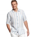 Style your casual wear with stripes in this Tommy Bahama linen shirt for a relaxed but refined look.