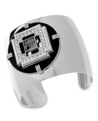 A dazzling black enamel and crystal motif adds a spark to this cuff bracelet from T Tahari. Crafted in silver tone mixed metal. Base metal is nickel-free for sensitive skin. Approximate diameter: 2-1/4 inches. A dazzling black enamel and crystal motif adds a spark to this cuff bracelet from T Tahari. Crafted in silver tone mixed metal. Base metal is nickel-free for sensitive skin. Approximate diameter: 2-1/4 inches.