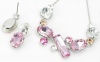 Elegant Multi Colored and Shaped Swarovski Elements Crystal Necklace and Earring Set (Rose Pink)