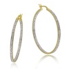 18k Yellow Gold Plated Sterling Silver Diamond-Accent Hoop Earrings (1.6 Diameter)