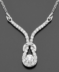 A symbol of lasting love is even prettier accented with sparkling pave diamonds (1/2 ct. t.w.). This diamond necklace is crafted in 14k white gold. Approximate length: 18 inches. Approximate drop: 1 inch. A symbol of lasting love is even prettier accented with sparkling pave diamonds (1/2 ct. t.w.). This diamond necklace is crafted in 14k white gold. Approximate length: 18 inches. Approximate drop: 1 inch.