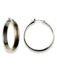 You won't have to go through hoops to add some style to your look with these chic earrings. In tri-color mixed metal, by AK Anne Klein. Approximate diameter: 1-1/2 inches. You won't have to go through hoops to add some style to your look with these chic earrings. In tri-color mixed metal, by AK Anne Klein. Approximate diameter: 1-1/2 inches.