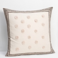 Euro sham with embroidered polka dots allover, bordered by multi stripes. Euro sham with embroidered polka dots allover, bordered by multi stripes.