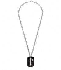 G by GUESS Silver Cross Dog Tag Necklace, HEMATITE