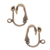 Antiqued Brass Clip On Ball Earrings Findings (2 Pair) Antiqued Brass Clip On Ball Earrings Findings (2 Pair)