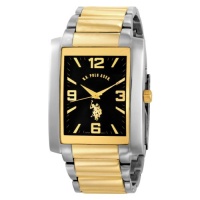 U.S. Polo Assn. Men's USC80043 Two-Tone Rectangular Black Dial Link Watch U.S. Polo Assn. Men's USC80043 Two-Tone Rectangular Black Dial Link Watch