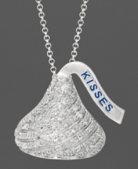 Your favorite treat sparkles bright on this Hershey's Kiss pendant in sterling silver with round-cut diamonds (1/8 ct. t.w.). Approximate length: 16 inches + 2-inch extender. Approximate drop: 3/4 inch.