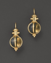 18K yellow gold and round crystal amulet earrings. Designed by Temple St. Clair. 18K yellow gold and round crystal amulet earrings. Designed by Temple St. Clair.