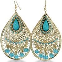 Gold Tone Turquoise Blue Crystal 3.5 Inch Dangle Drop Chandelier Earrings Gold Tone Turquoise Blue Crystal 3.5 Inch Dangle Drop Chandelier Earrings