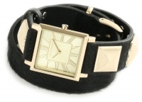 Vince Camuto Women's VC/5028CHBK Leather Square Gold-Tone Black Pony Hair Double-Wrap Strap Watch Vince Camuto Women's VC/5028CHBK Leather Square Gold-Tone Black Pony Hair Double-Wrap Strap Watch